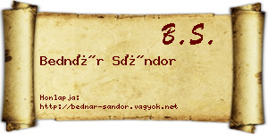 Bednár Sándor névjegykártya